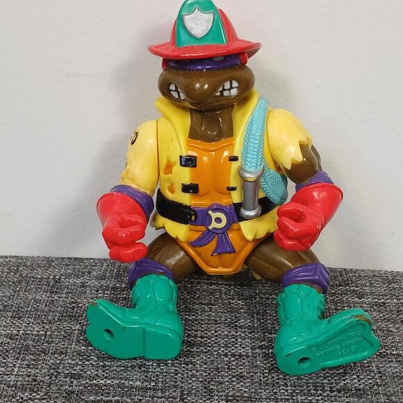 1991 Donatello Firefighter TMNT Playmates Figure Vintage 4.5" Mirage Studios - Picture 4 of 6